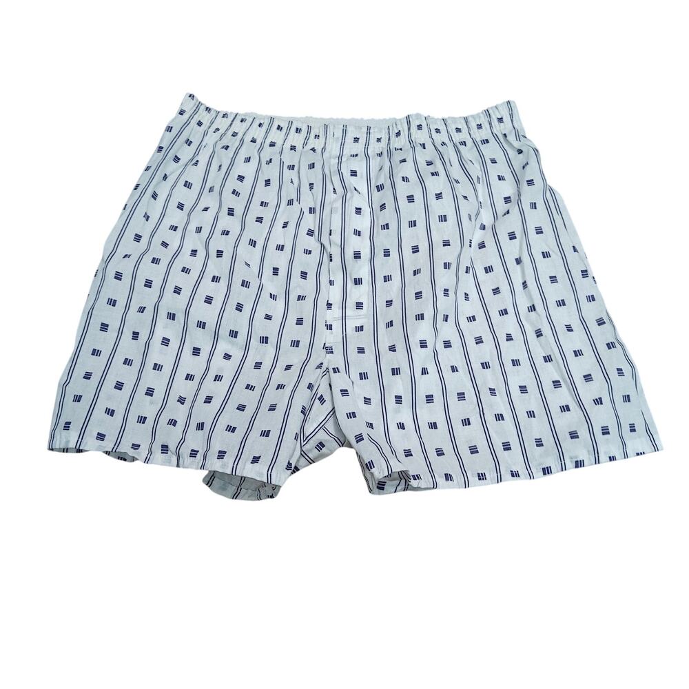 Vintage Fruit of Loom Blue Geometric Print Cotton Blend Boxer Mens Medium 34-36